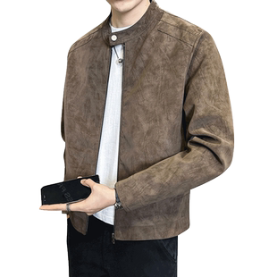 麂皮外套男春秋季2025新款高级感潮牌男装上衣服男款痞帅潮流夹克
