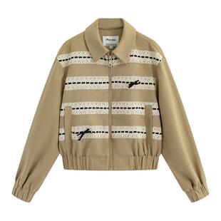 【佟丽娅同款】Marc Moore 25秋季新款蕾丝拼接短款夹克裙裤套装