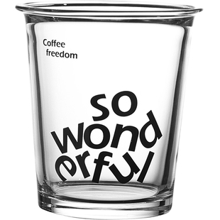 原创COFFEE字母加厚玻璃水杯牛奶冰拿铁杯美式咖啡杯拉花杯子商用