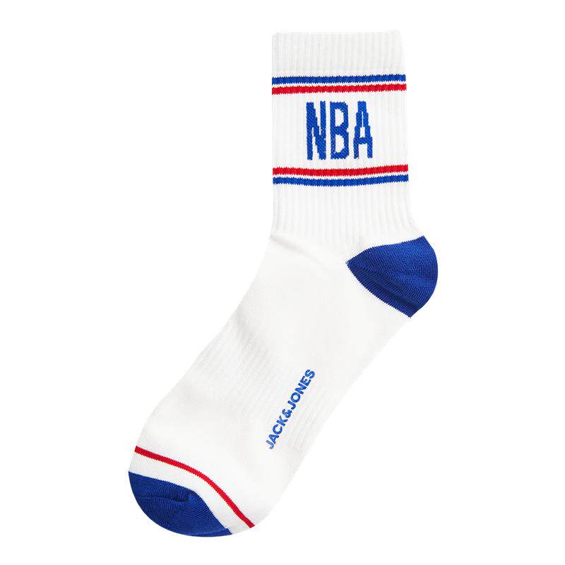 【NBA联名】杰克琼斯春运动透气舒适简约时尚字母袜子中筒袜男袜