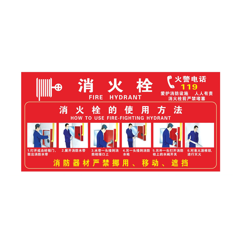 灭火器消火栓使用说明消防栓贴纸灭火器使用方法消防安全说明贴纸