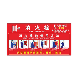 灭火器消火栓使用说明消防栓贴纸灭火器使用方法消防安全说明贴纸