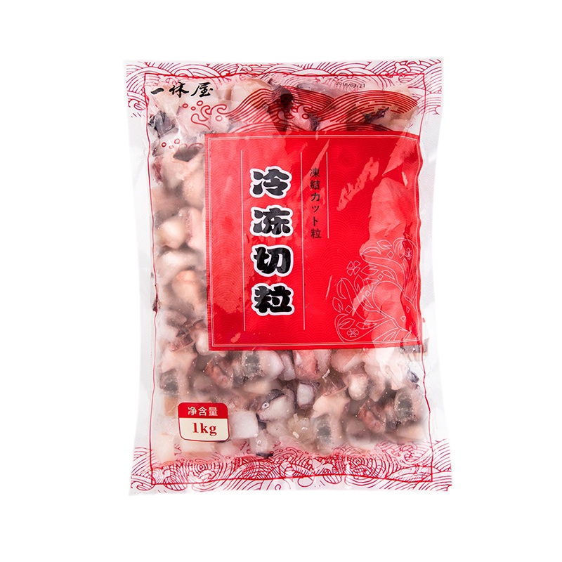 一休屋冷冻切粒1KG*10包 章鱼小丸子材料大阪烧新鲜粒鱿鱼足商用