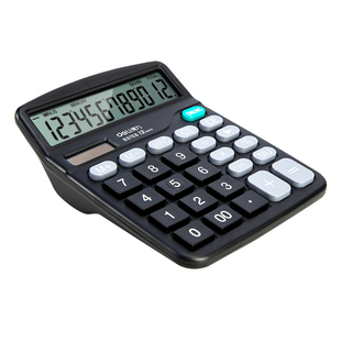 得力计算器正品语音款办公室会计专用迷你便携商用带声音太阳能大键盘大屏幕多功能双电源学生款小号文具用品