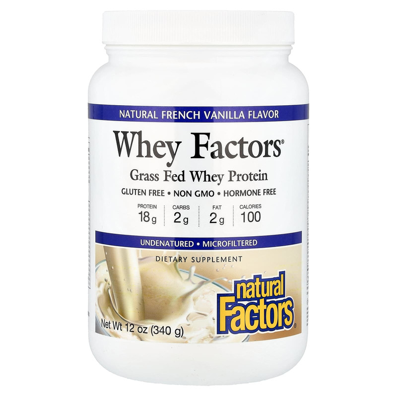 Natural Factors,乳清因子,草饲乳清蛋白,天然法国香草香料,12