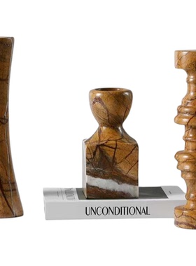 几何桌面烛台组合摆件大理石寂风