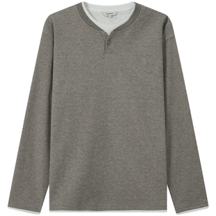 【新品】BEANPOLE滨波 2025秋冬男士叠穿假两件亨利领通勤长袖T恤