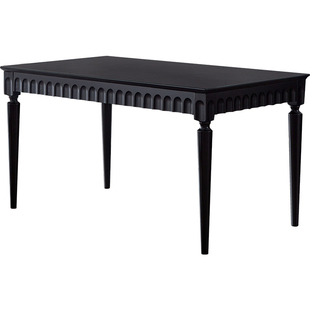 美式乡村简约实木餐桌椅组合黑色轻奢现代小户型法式长方形家具用