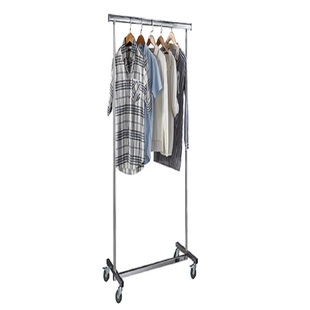 服装展示架折叠升降落地式单杠衣架创意不锈钢钛金带轮橱窗道具