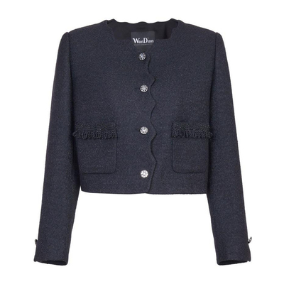 婉甸2025年冬季新品黑色粗花呢小香风西装毛呢短外套1244E03JN1