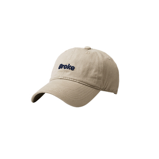 金柏高帽子男款鸭舌帽男秋冬款棒球帽软顶浅卡其色春秋季字母刺绣