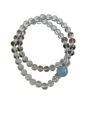 【自营】daisy beauty天然海蓝宝白水晶双圈手链白水晶高级感手串