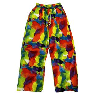 美式hiphop炸街工装裤女辣妹休闲阔腿jazz爵士跳舞裤子彩色宽松