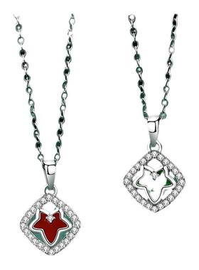 常青藤s925纯银项链女小众设计孔雀石手链枫叶耳钉首饰套装礼物