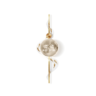 九鱼图客厅挂钟2026新款创意电子时钟壁灯画格栅背景墙数显屏钟表