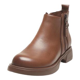 洋气厚底显瘦高级感棕色真皮马丁靴女款2025年秋冬新款加绒短靴女