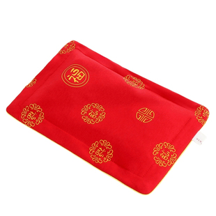 新生儿定型枕头枕套红色喜庆宝宝枕芯黍子荞麦壳决明子纯棉拉链款