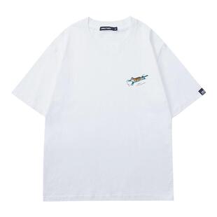 丛林老虎趣味卡通老虎圆领t恤男女夏季新款街头潮牌260g重磅短袖