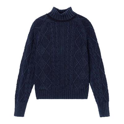 COTEMP复古洗褪绞花毛衣