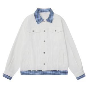 From Mars No end point. Loose casual plaid denim jacket