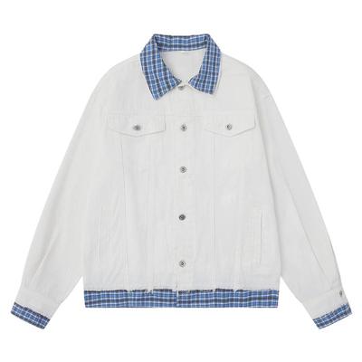 没有终点格子牛仔夹克外套BF