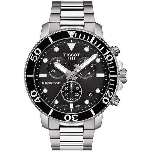 Tissot天梭官方海星系列石英运动潜水钢带手表男表