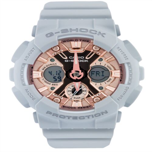 卡西欧正品G-SHOCK缩小版中性新款灰金防水手表男女GMA-S120MF-8A