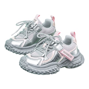 巴布豆真皮儿童运动鞋2026春秋季男童老爹鞋女童鞋透气休闲跑步鞋