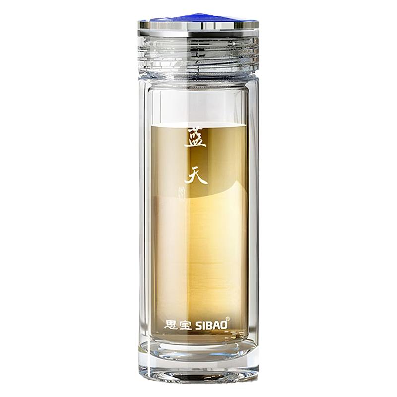 专柜正品蓝天高端水晶茶杯带茶隔