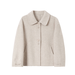 高贵妈妈款双面羊绒大衣女短款2025年新款小个子宽松版羊毛呢外套