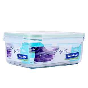 Glasslock进口钢化玻璃保鲜盒微波炉加热饭盒大容量长方形保鲜盒