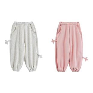 幼悠女童加绒加厚立体玩偶卫裤冬季元气可爱防风保暖宽松运动裤潮