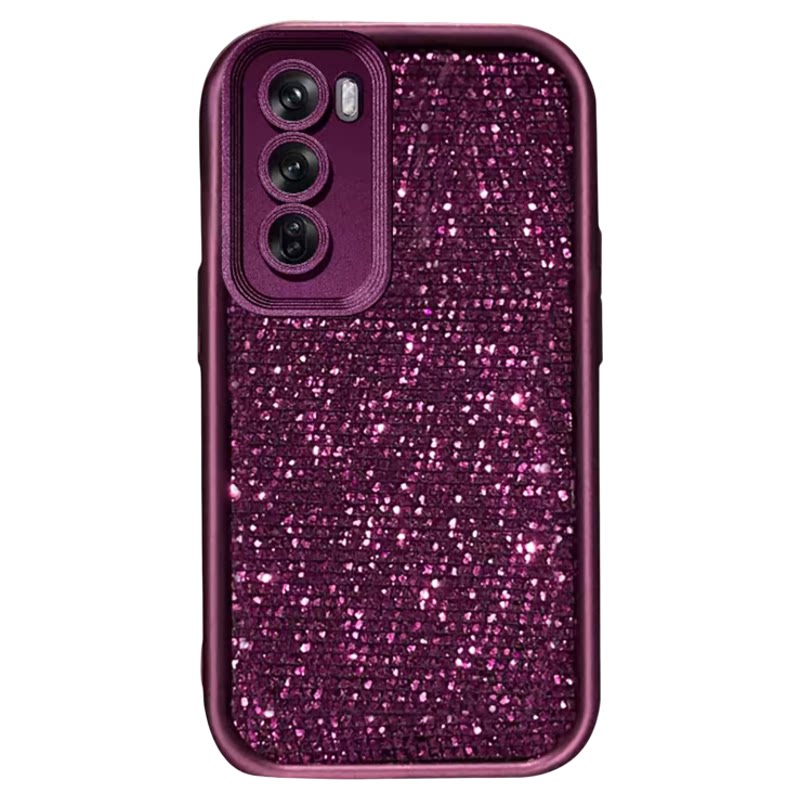 紫色闪钻亮片壳适用OPPOReno12手机壳新款简约高级OPPOReno14外壳硅胶Reno15Pro软壳防摔Reno12Pro保护套女款