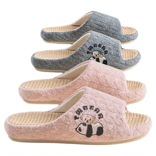 TeenieWeenie小熊亚麻拖鞋居家室内男女情侣透气防滑秋季棉麻鞋子