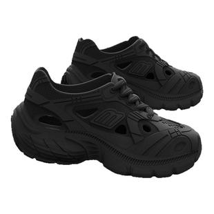 厚底洞洞鞋男款2025夏季户外增高沙滩老爹凉鞋女外穿防滑情侣拖鞋