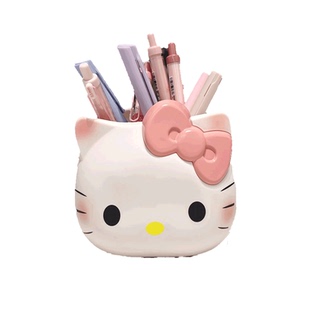 笔筒KT猫时尚卡通收纳摆件可爱有趣收纳盒多功能化妆品办公室笔盒