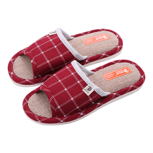 舒乐佳四季亚麻布拖鞋室内居家用防滑软底木地板情侣凉拖鞋女男