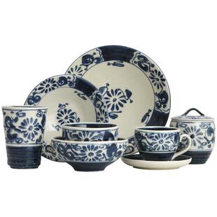 【自营】宗山窑日本进口陶瓷餐具蓝菊餐具盘碗碟杯子咖啡杯日式