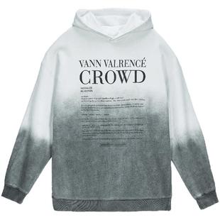 【姜云升同款】VANN VALRENCE渐变黑白混色加绒染色工艺连帽卫衣