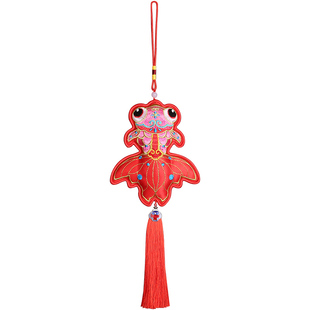 双面刺绣金鱼挂饰年年有余鱼挂件室内客厅新年装饰品背景墙挂鱼串