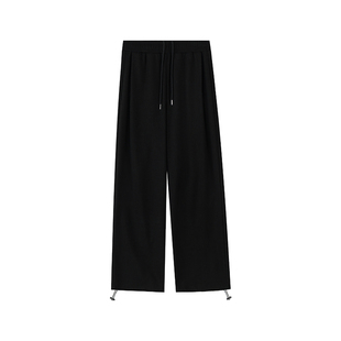 黑色直筒休闲裤女冬季加绒加厚胖mm大码显瘦垂感宽松阔腿运动卫裤