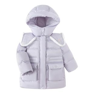 巴拉巴拉童装女童羽绒服连帽冬装外套甜美大翻领时尚洋气保暖上衣