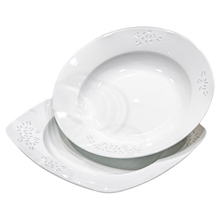 富玉景德镇陶瓷盘子菜盘家用2026新款高颜值纯白玲珑釉下无彩餐具