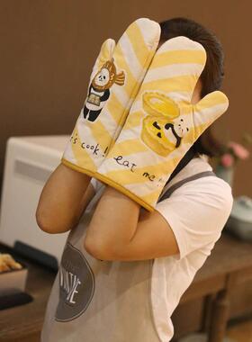 GREVY可爱棉制烘焙手套烤箱专用手套厨房微波炉防烫加厚隔热手套