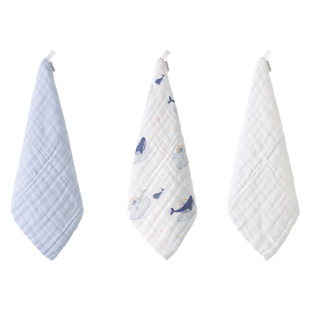 babylove婴儿纯棉纱布口水巾新生宝宝洗脸巾多功能小方巾超软手帕