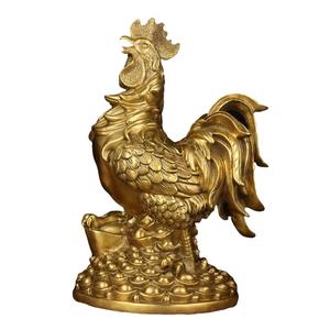 手工彩绘全铜金鸡报晓铜公鸡摆件铜工艺礼品