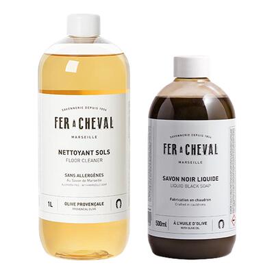 马蹄铁植物地板清洁液1L+黑皂液500ml