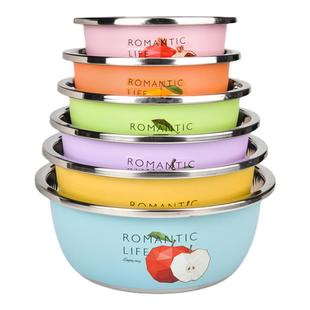 304不锈钢盆彩色盆带盖厨房和面盆打蛋盆揉面盆汤盆洗菜盆食品级