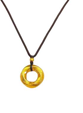 新中式金店同款扭转乾坤平安扣沙金吊坠项链实心复古挂坠百搭时尚