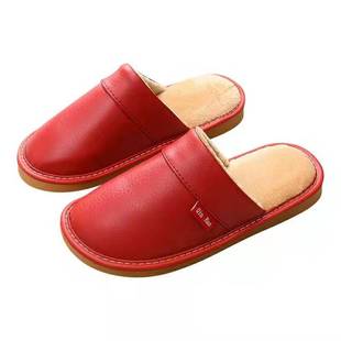 新款居家棉拖鞋男秋冬季情侣家用室内木地板防水保暖厚底皮拖鞋女